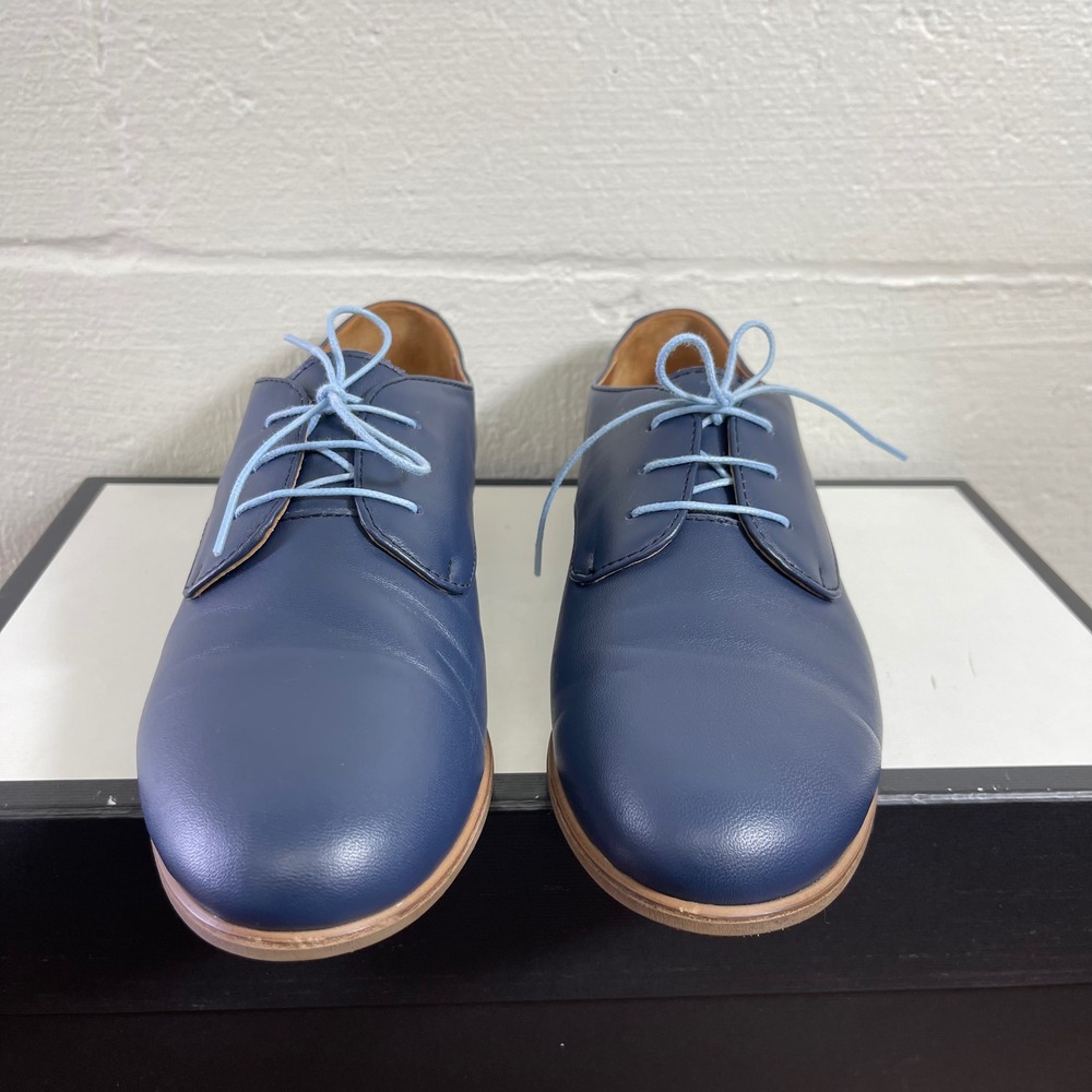 Julia Bo Navy Blue Soft Leather Plain Toe Comfort Shoes Women's 38 EU/7.5-8 US - Picture 3 of 10
